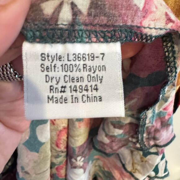 New Johnny Was Strass Wrap Maxi Dress Green V-neck Short Sleeve Sz L Women's - Picture 7 of 8